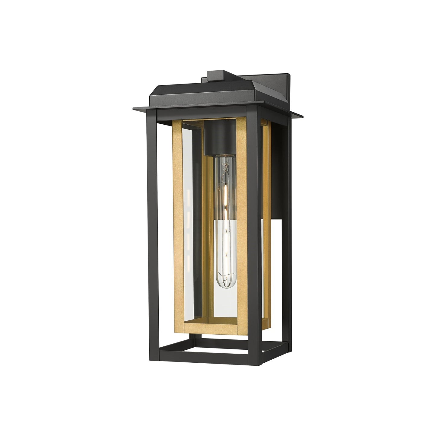 Innovations Mansfield 1-Light 7.5in Outdoor Wall Sconce | Contemporary Matte Black Aluminum and Clear Glass | Covered Patio | Model 9951-1W-BK-16-CG-BR-CL