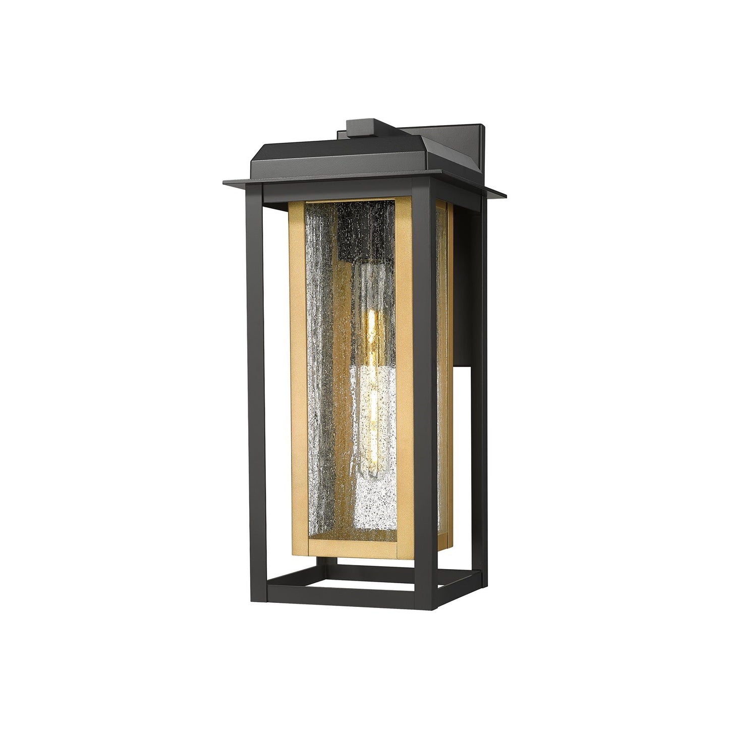 Innovations Mansfield 1-Light 7.5in Outdoor Wall Sconce | Contemporary Matte Black Aluminum and Seedy Glass | Covered | Model 9951-1W-BK-16-CG-BR-SDY