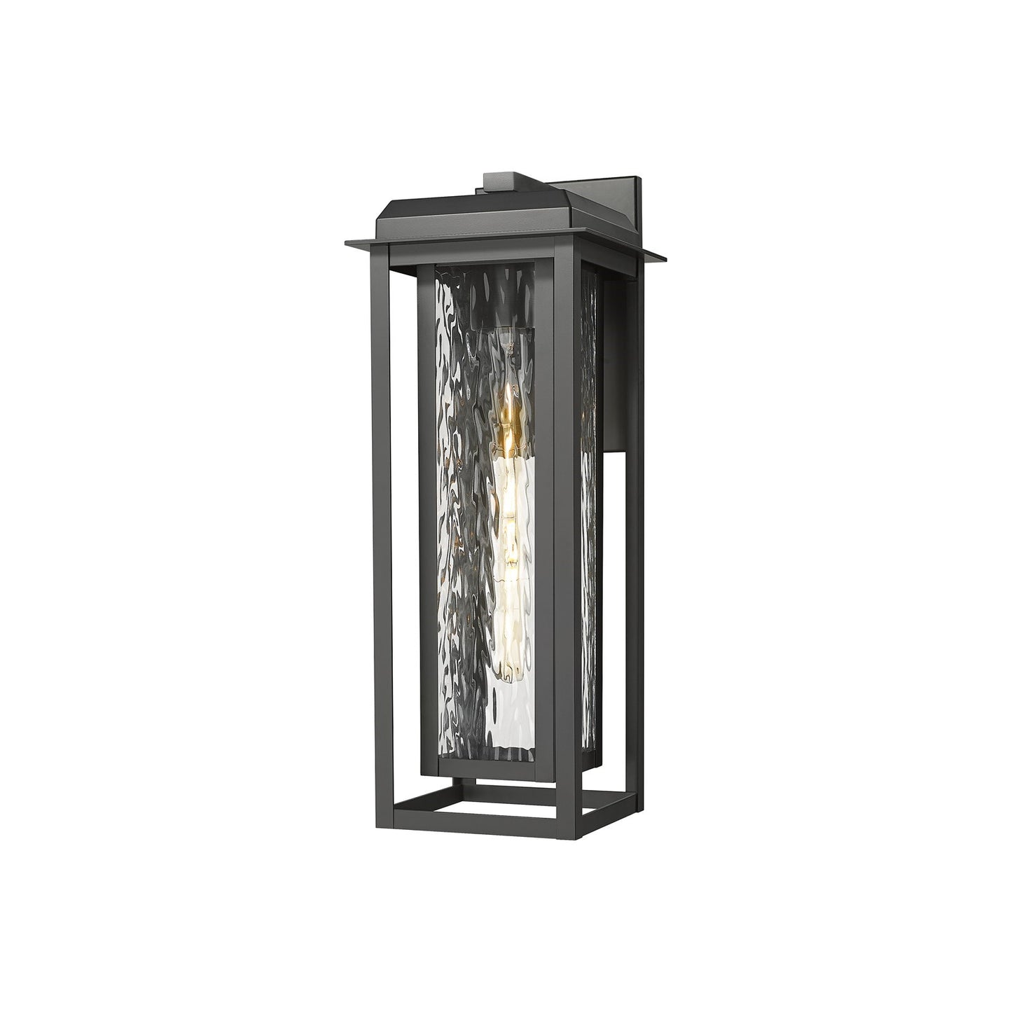Innovations Mansfield 20in 1-Light Wall Sconce | Contemporary Matte Black Aluminum and Water Glass | Covered Patio & | Model 9951-1W-BK-20-CG-BK-WG