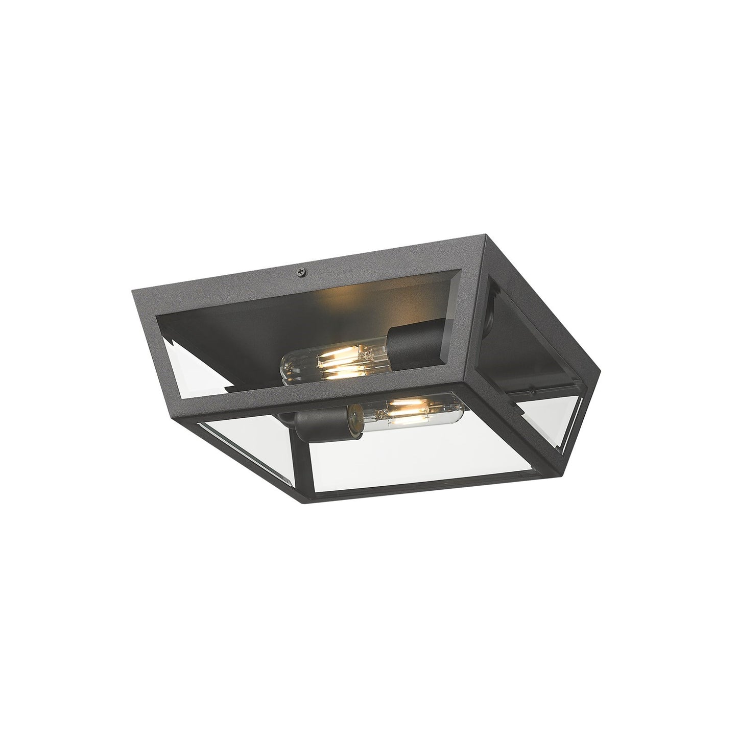 Innovations Madison 12in 1-Light Flush Mount | Coastal Modern Matte Black and Clear Beveled Glass | Covered Porch & Entryway | Model 9952-1F-BK-12-CL