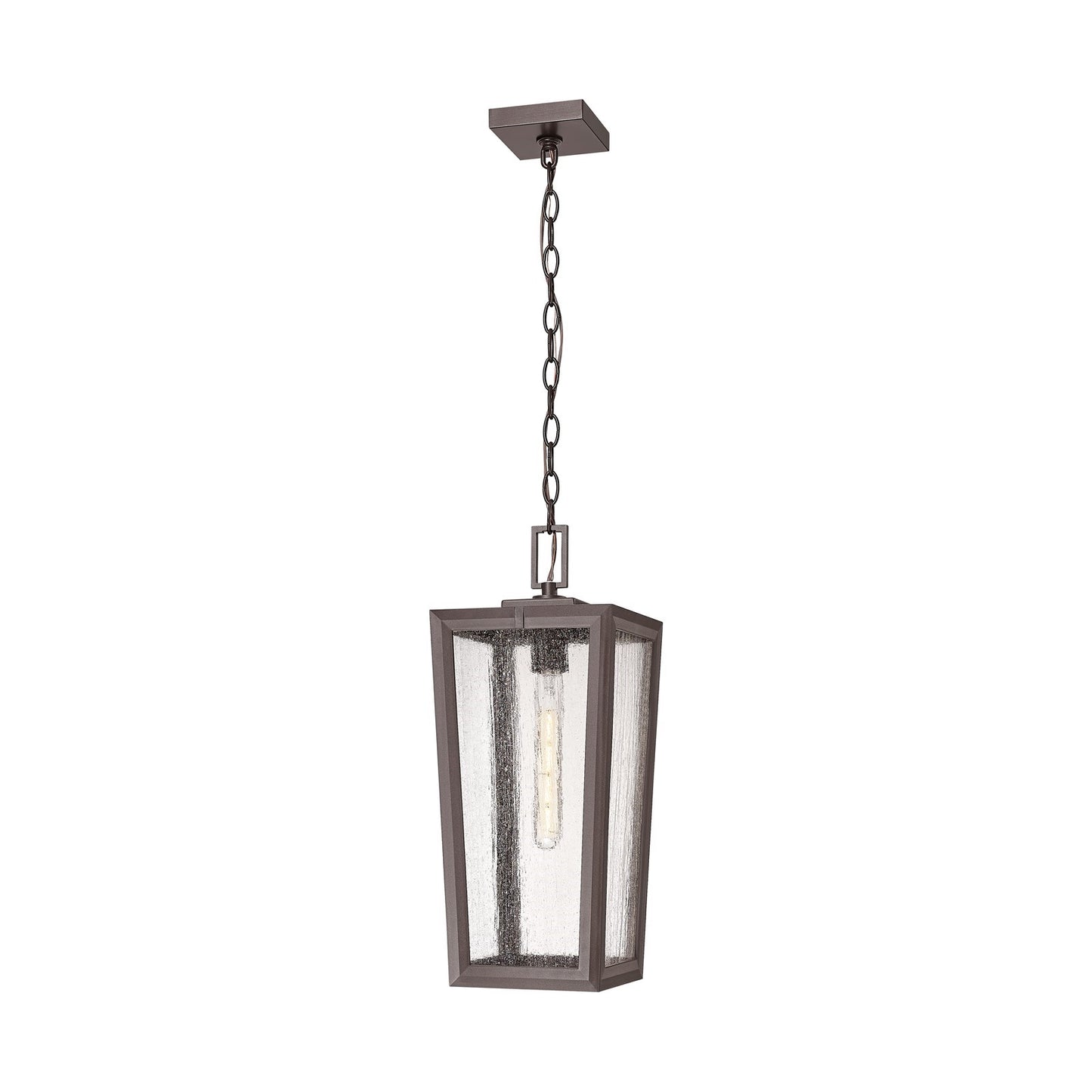 Innovations Madison 8in 1-Light Pendant | Coastal Bronze Aluminum and Seedy Glass | Covered Porch & Entryway | 8 x 8 x 19.62 in | Model 9952-1H-BZ-20-SDY