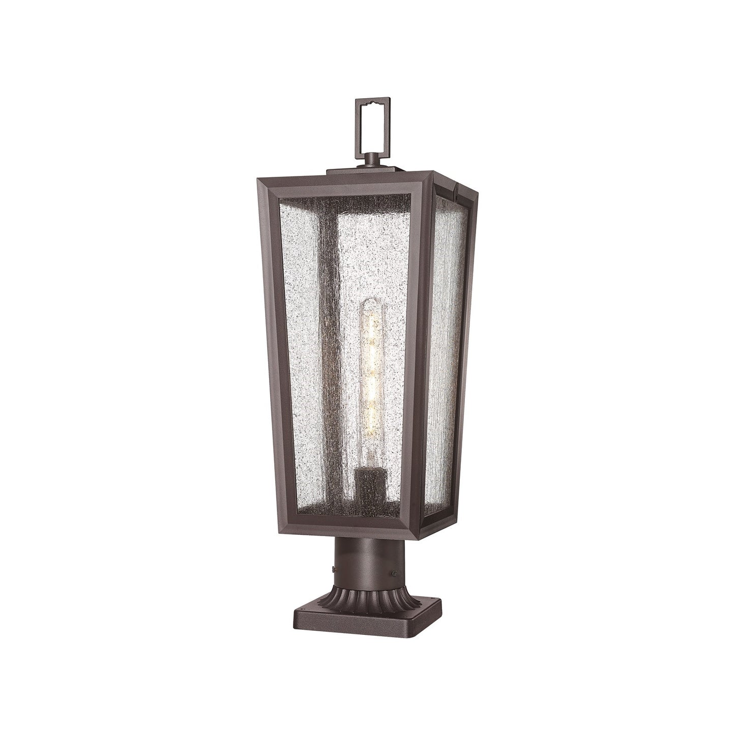 Innovations Madison 8in 1-Light Post Lantern | Coastal Bronze Aluminum and Seedy Glass | Outdoor Entryway & Walkway | Model 9952-1PLT-BZ-23-SDY