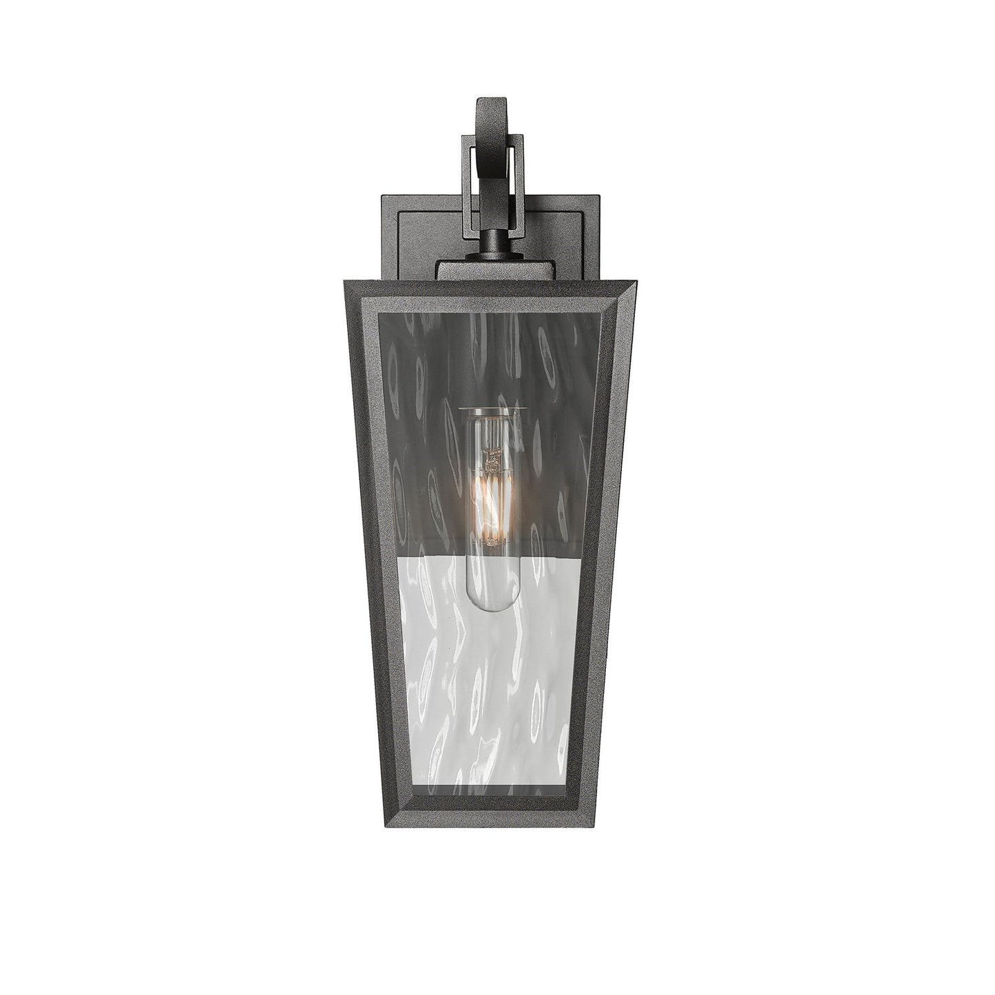 Innovations Madison 14in 1-Light Wall Sconce | Coastal Modern Matte Black Aluminum and Waterglass Glass | Covered Patio & | Model 9952-1W-BK-14-WG