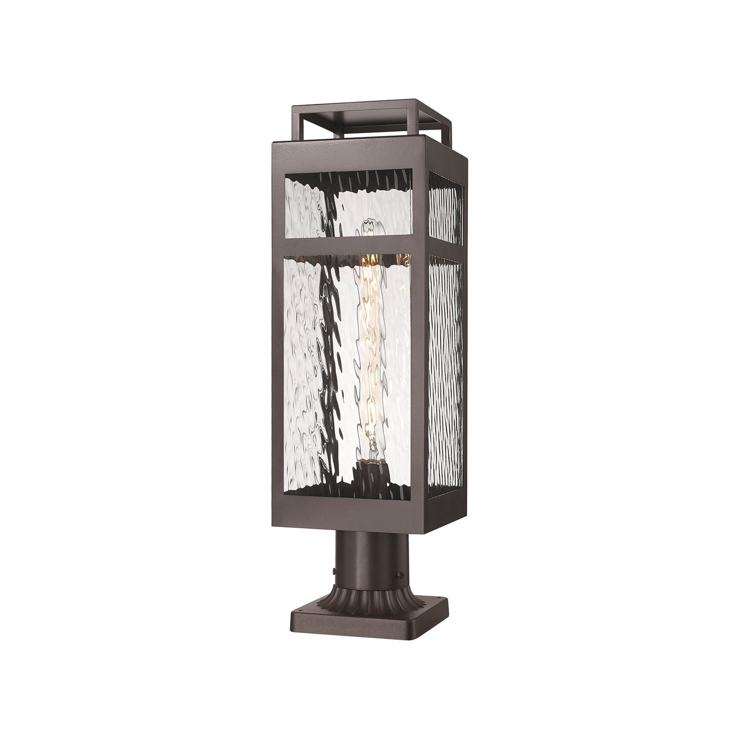 Innovations Ridgeway 7in 1-Light Post Lantern | Contemporary Bronze Aluminum and Water Glass | Outdoor Pathway & Entryway | Model 9953-1PLT-BZ-20-WG
