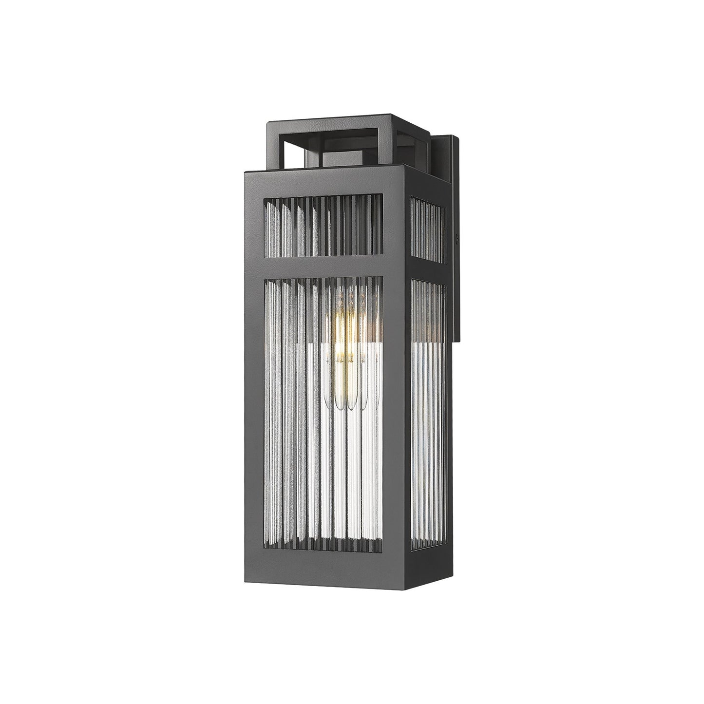 Innovations Ridgeway 4.5in 1-Light Wall Sconce | Modern Matte Black Aluminum and Striped Clear Glass | Covered Patios & | Model 9953-1W-BK-13-SCL