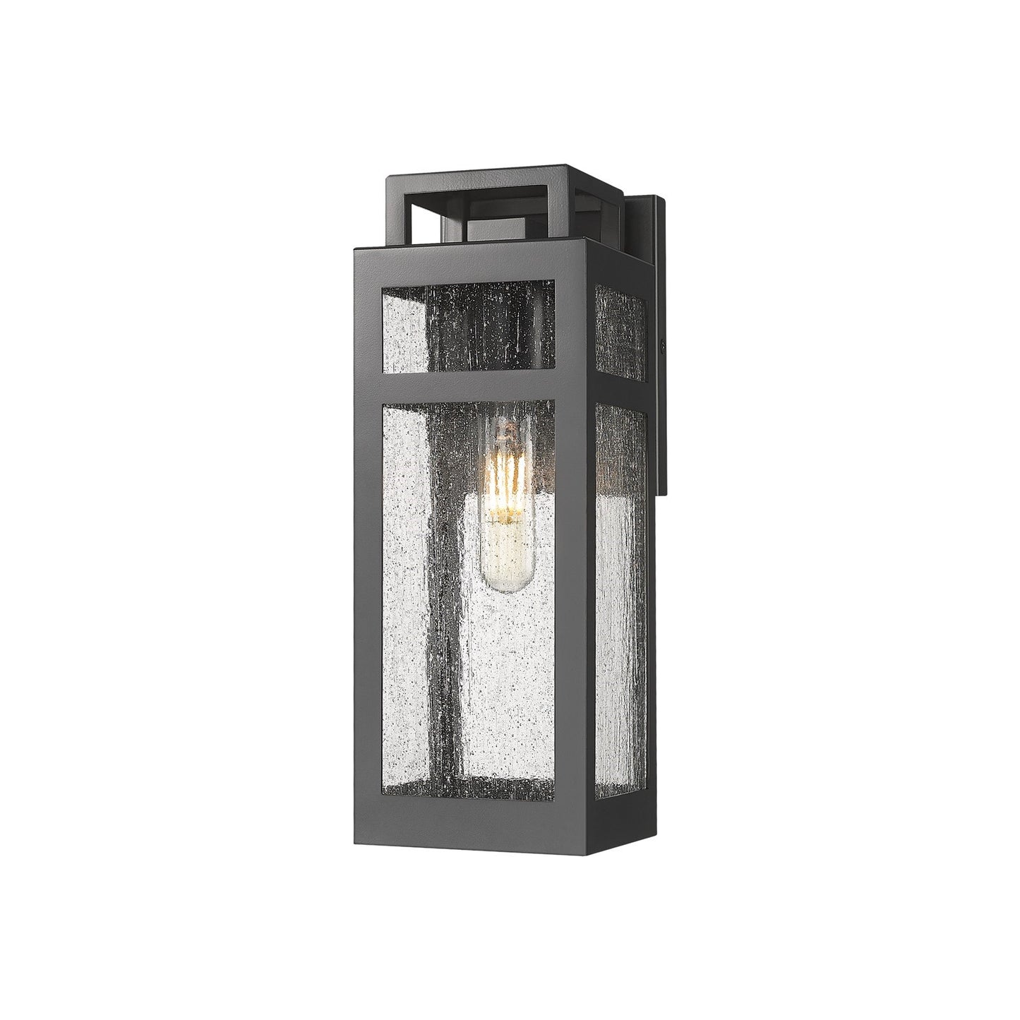Innovations Ridgeway 4.5in 1-Light Wall Sconce | Modern Matte Black Aluminum and Seedy Glass | Covered Patios & Entryways | Model 9953-1W-BK-13-SDY