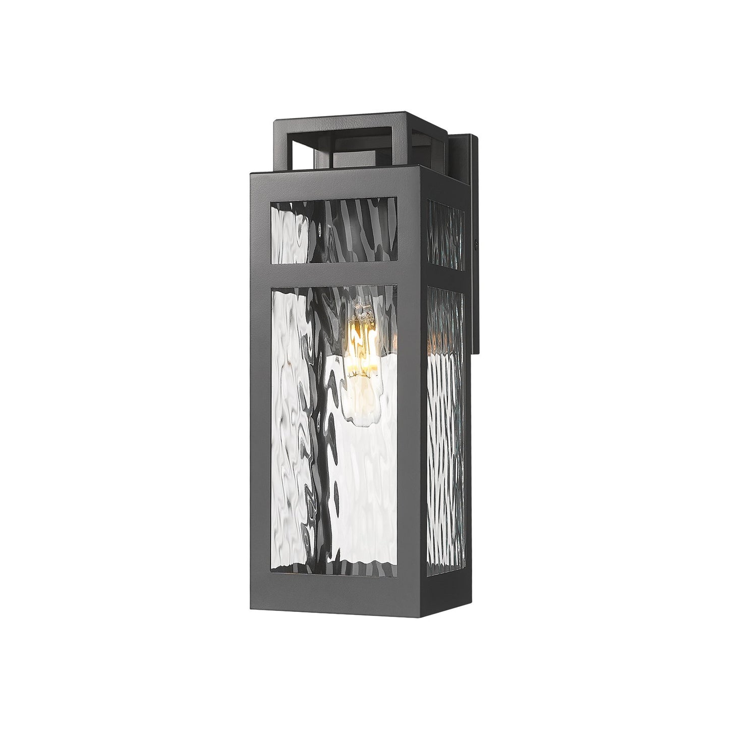 Innovations Ridgeway 4.5in 1-Light Wall Sconce | Modern Matte Black Aluminum and Water Glass | Covered Patios & Entryways | Model 9953-1W-BK-13-WG