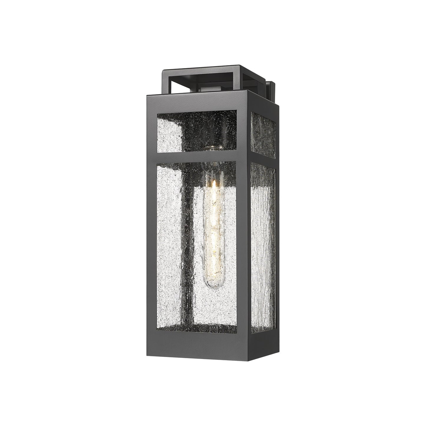 Innovations Ridgeway 15in 1-Light Wall Sconce | Modern Matte Black Aluminum and Seedy Glass | Covered Patio & Entryway | Model 9953-1W-BK-15-SDY