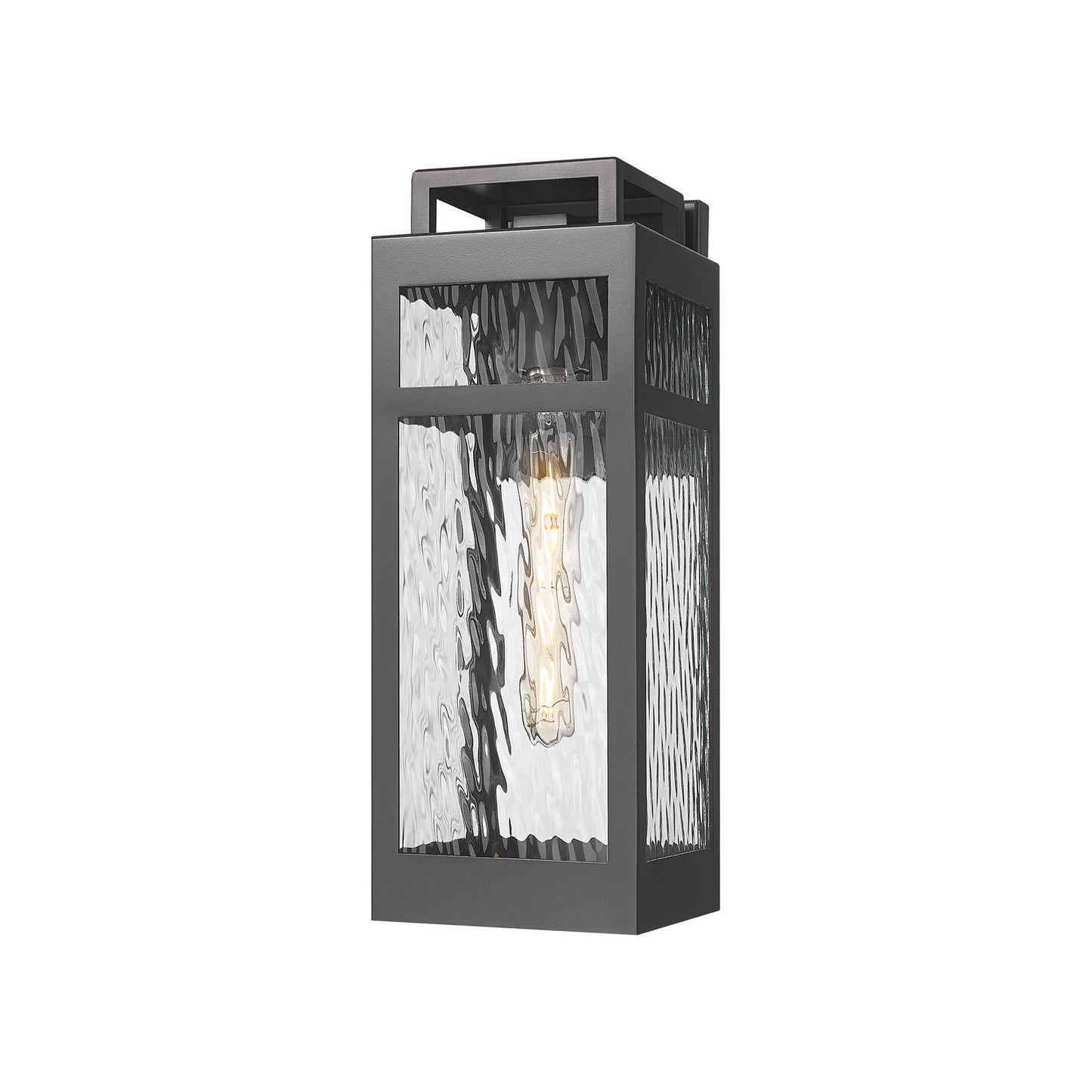 Innovations Ridgeway 15in 1-Light Wall Sconce | Modern Matte Black Aluminum and Water Glass | Covered Patios & Entryways | Model 9953-1W-BK-15-WG