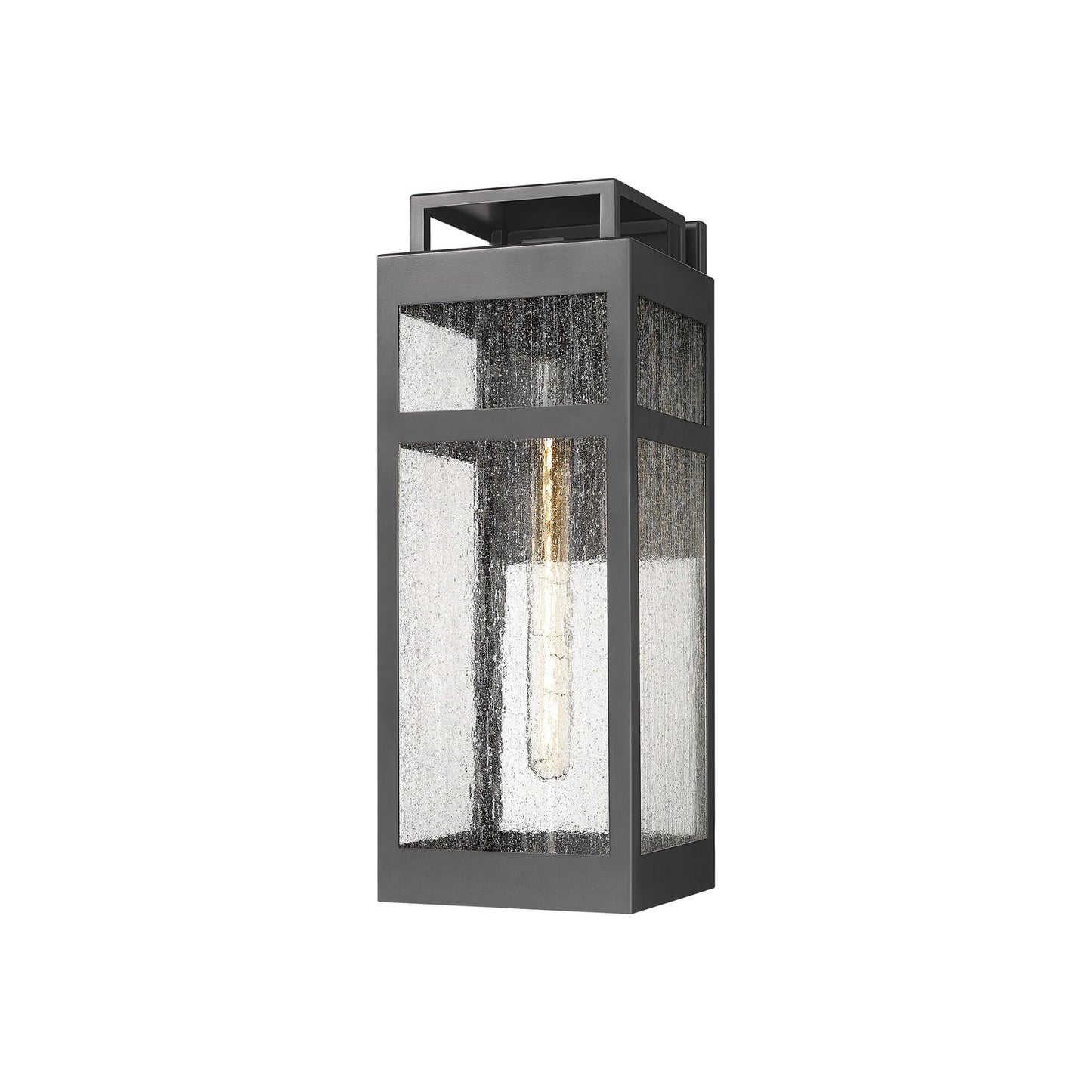 Innovations Ridgeway 18in 1-Light Wall Sconce | Modern Matte Black Aluminum and Seedy Glass | Covered Patios & Entryways | Model 9953-1W-BK-18-SDY