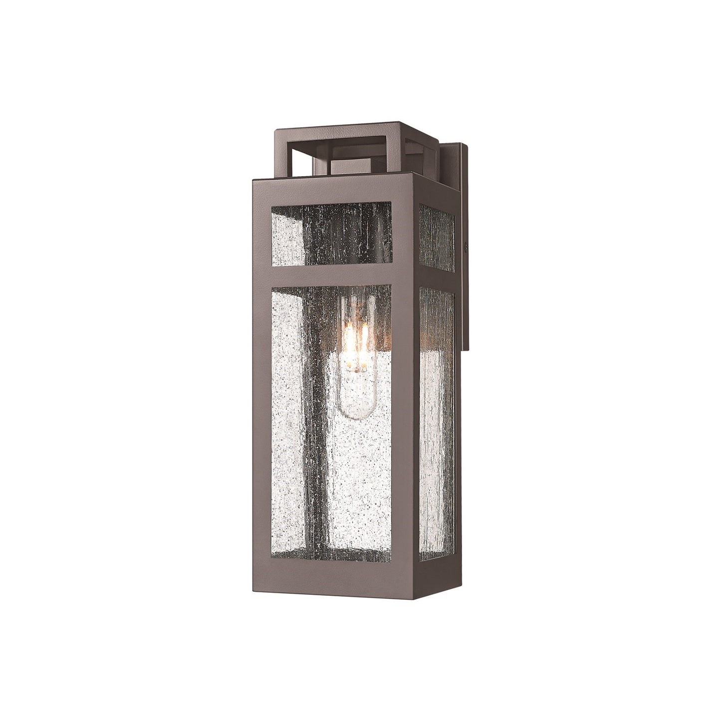 Innovations Ridgeway 12.5in 1-Light Outdoor Wall Sconce | Modern Bronze Aluminum and Seedy Glass | Covered Patio & Entryway | Model 9953-1W-BZ-13-SDY