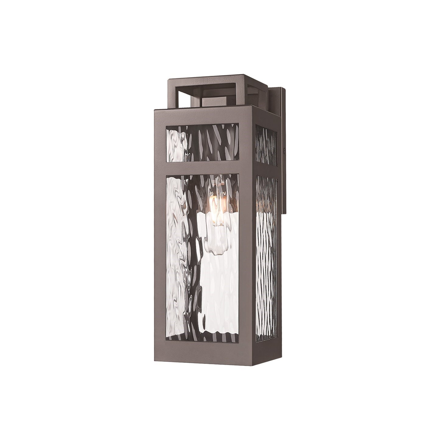 Innovations Ridgeway 12.5in 1-Light Outdoor Wall Sconce | Modern Bronze Aluminum and Water Glass | Covered Patio & Entryway | Model 9953-1W-BZ-13-WG