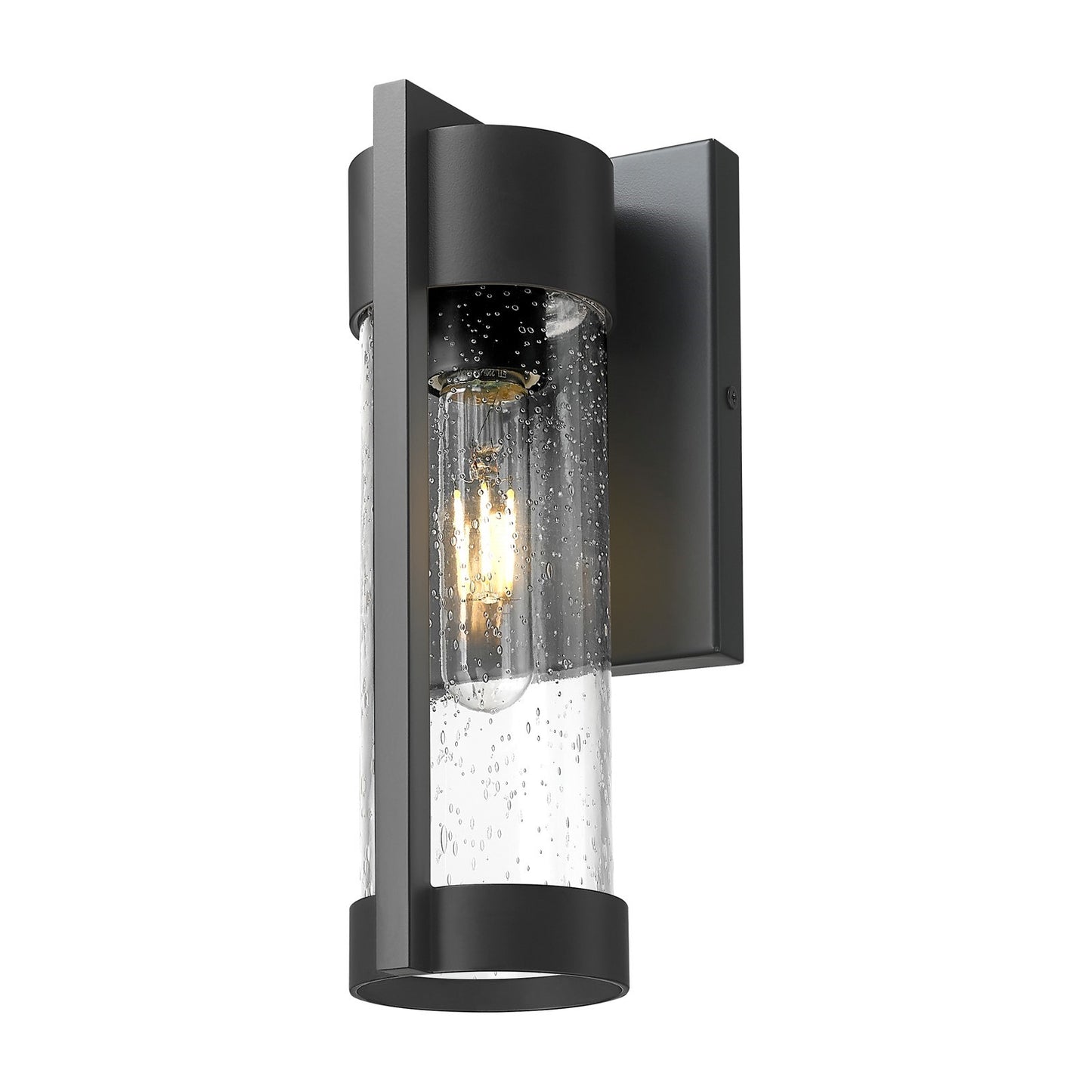Innovations Stratford 10in 1-Light Wall Sconce | Modern Matte Black Aluminum and Seedy Glass | Covered Patios & Entryways | Model 9954-1W-BK-10-SDY