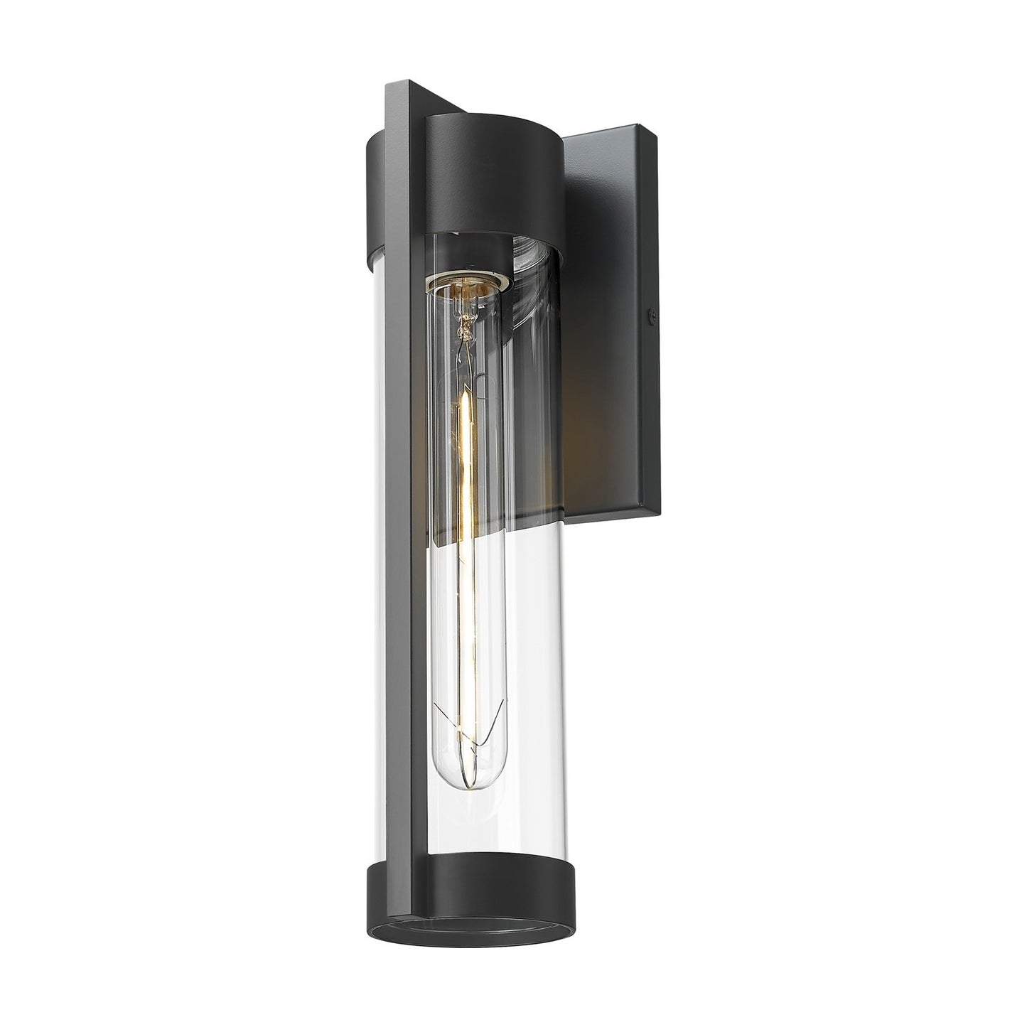 Innovations Stratford 13in 1-Light Wall Sconce | Contemporary Matte Black Aluminum and Clear Glass | Covered Patios & Entryways | Model 9954-1W-BK-13-CL