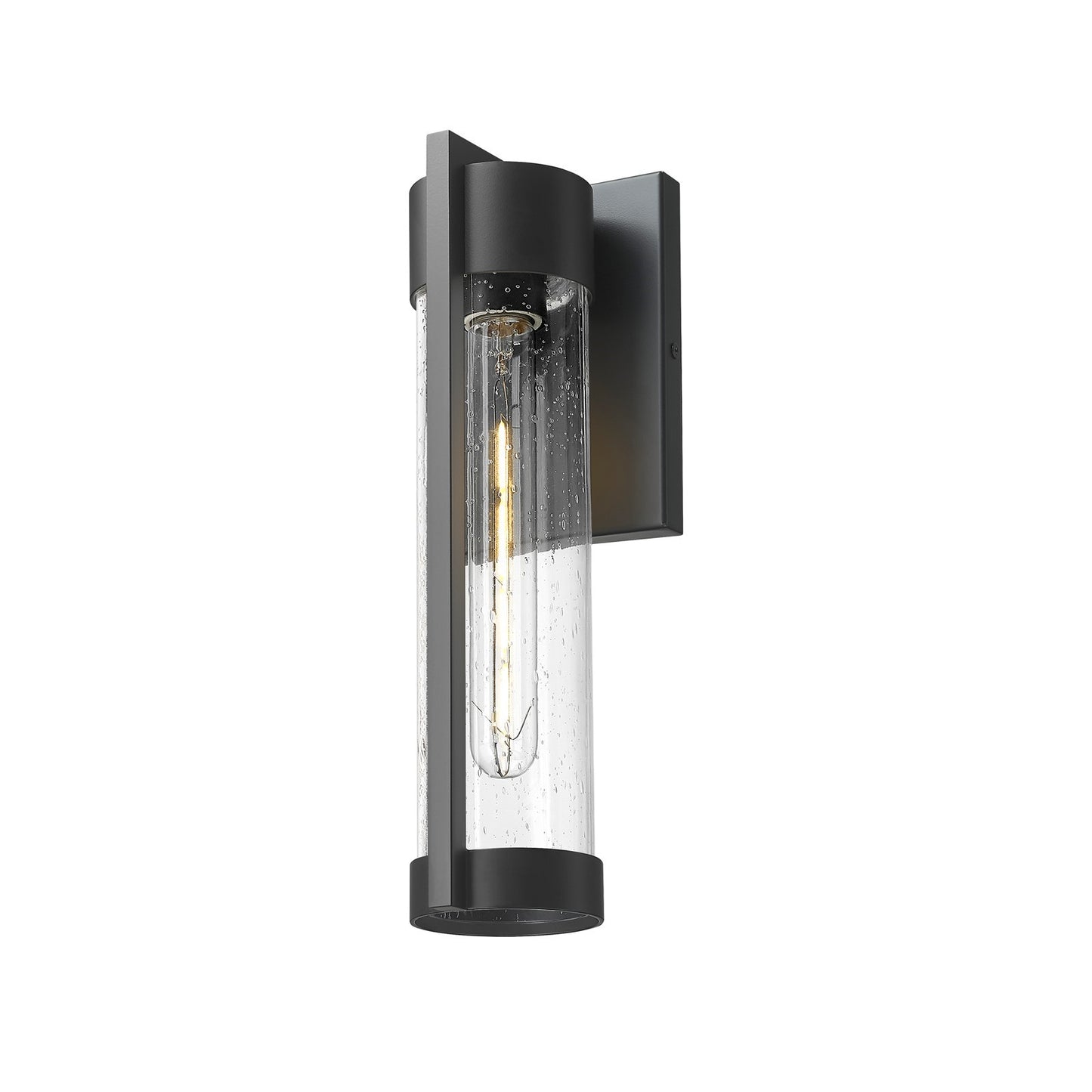 Innovations Stratford 13in 1-Light Wall Sconce | Modern Matte Black Aluminum and Clear Seedy Glass | Covered Patios & Entryways | Model 9954-1W-BK-13-SDY