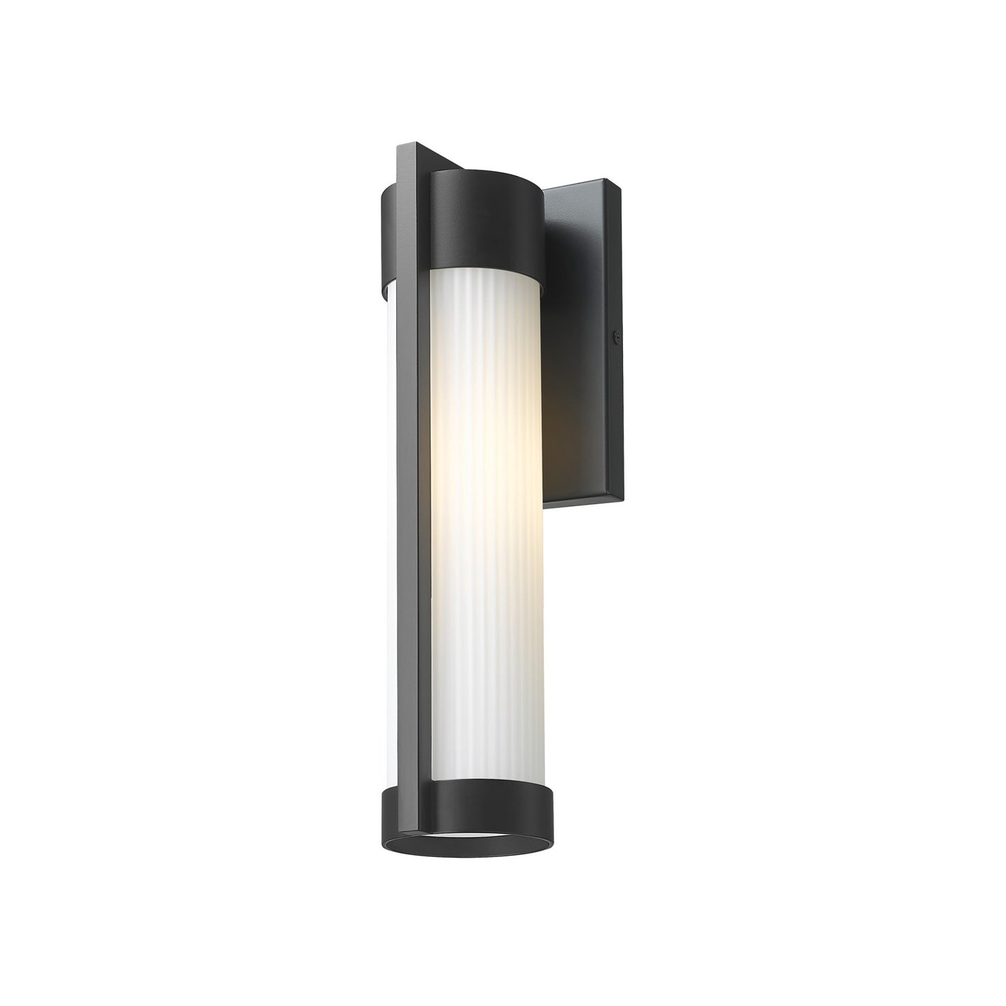 Innovations Stratford 13in 1-Light Wall Sconce | Modern Matte Black Aluminum and Opal Ribbed Glass | Covered Patios & Entryways | Model 9954-1W-BK-13-SWH