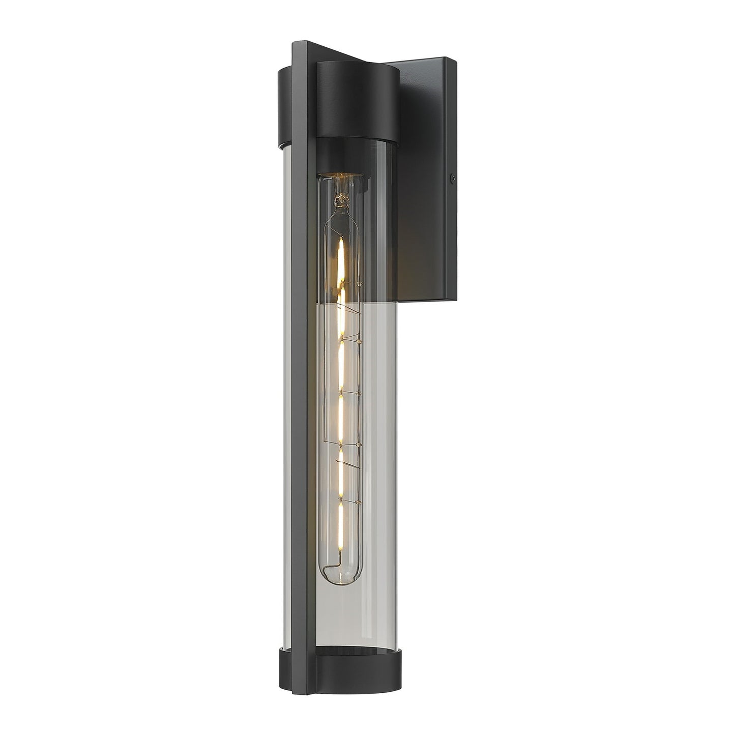 Innovations Stratford 16in 1-Light Wall Sconce | Modern Matte Black Aluminum and Light Smoke Glass | Covered Patios & Entryways | Model 9954-1W-BK-16-SM
