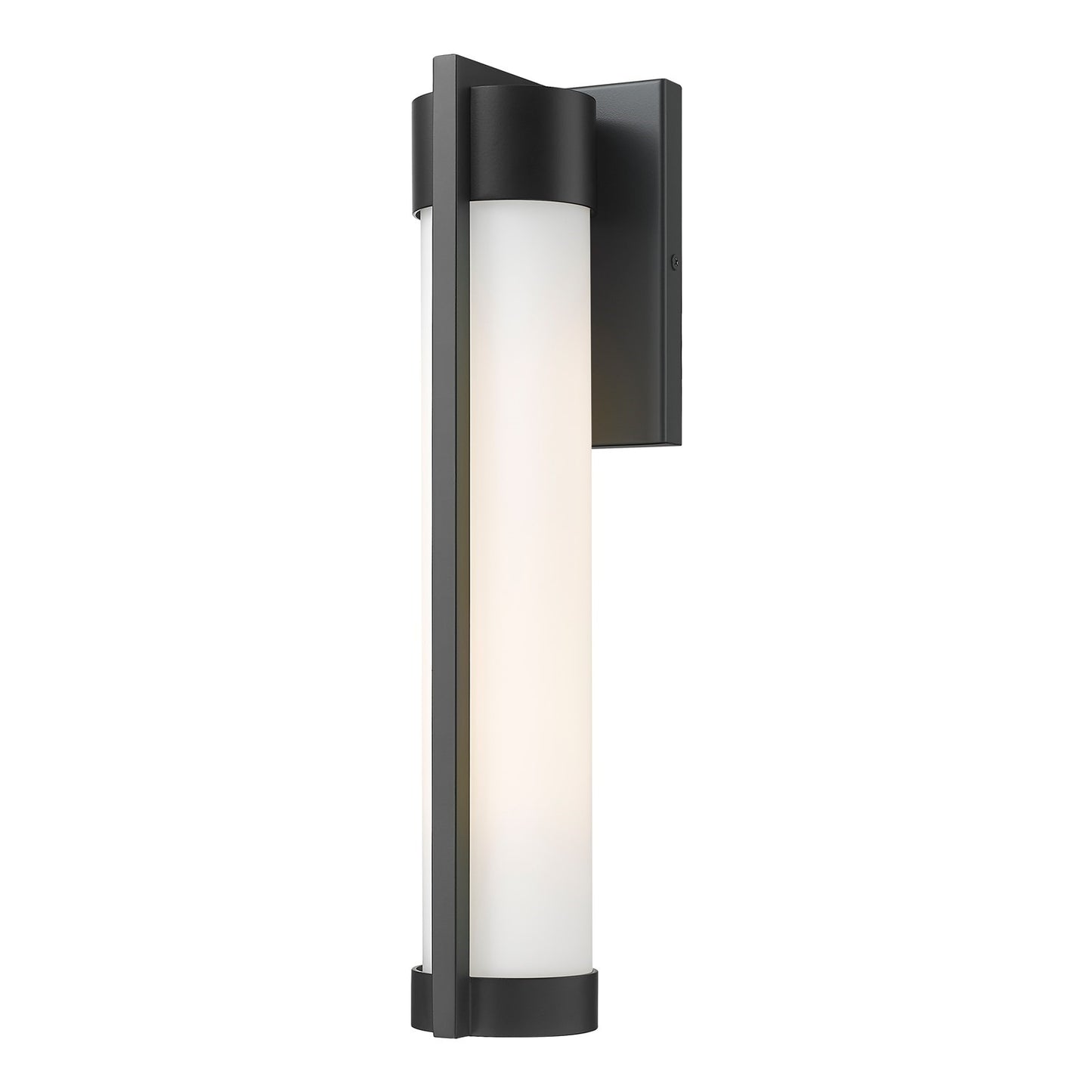 Innovations Stratford 16in 1-Light Wall Sconce | Modern Matte Black Aluminum and Opal White Glass | Covered Patios & Entryways | Model 9954-1W-BK-16-WH