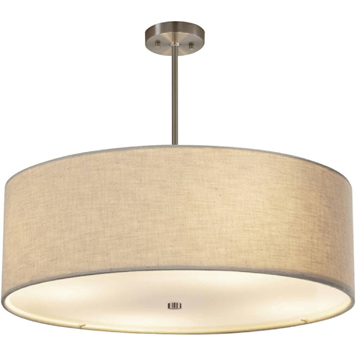 Justice Design Textile 24" Drum Pendant, Nickel/Cream Linen