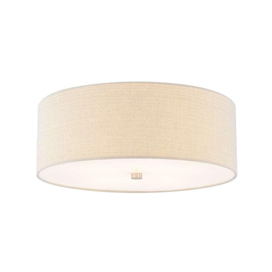 Justice Textile Classic 4Lt Drum Flush-Mount, Nickel/Cream - FAB-9731-CREM-NCKL