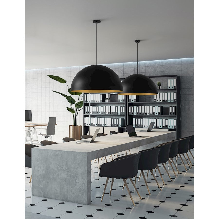 5 Light Dome Pendant, Black