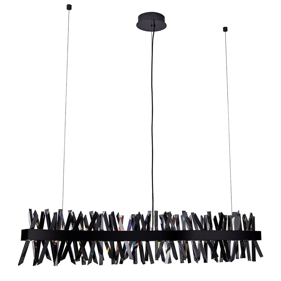Kalco Glacier 1Lt 60" Linear Pendant, Smoked Firenze/Black Nickel