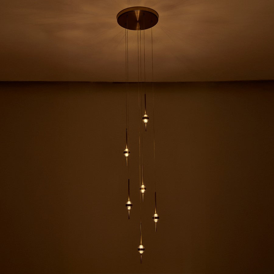 Kalco Goccia 12 Light Chandelier, Firenze Clear/Winter Brass