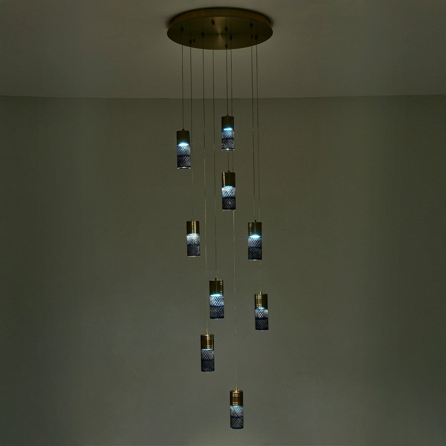 Kalco Lighting Kiriko 9 Light Chandelier, Winter Brass