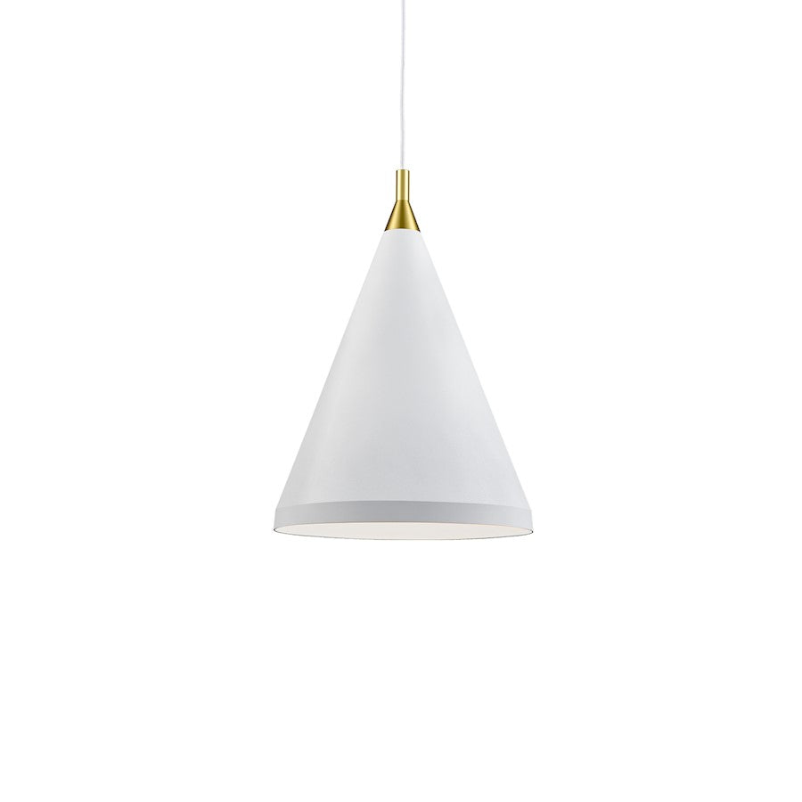 Kuzco Dorothy 1 Light 16" Pendant, White/Gold Detail - 492716-WH-GD