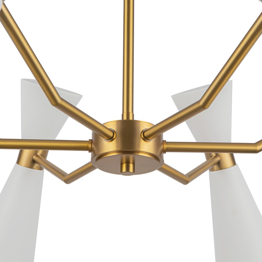 Kuzco Blake 32" Socket Chandelier, White/Aged Gold/Steel Shade