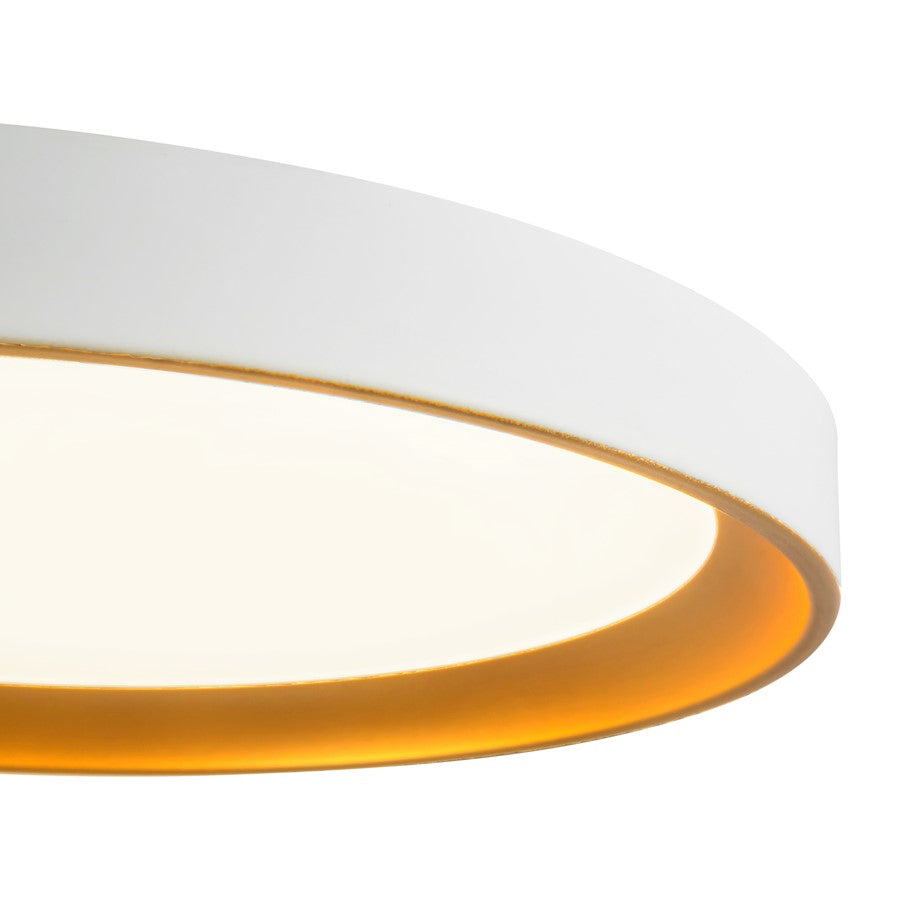 Kuzco Nix 12" Wht Dimmable LED Flush Mount, White/Gold