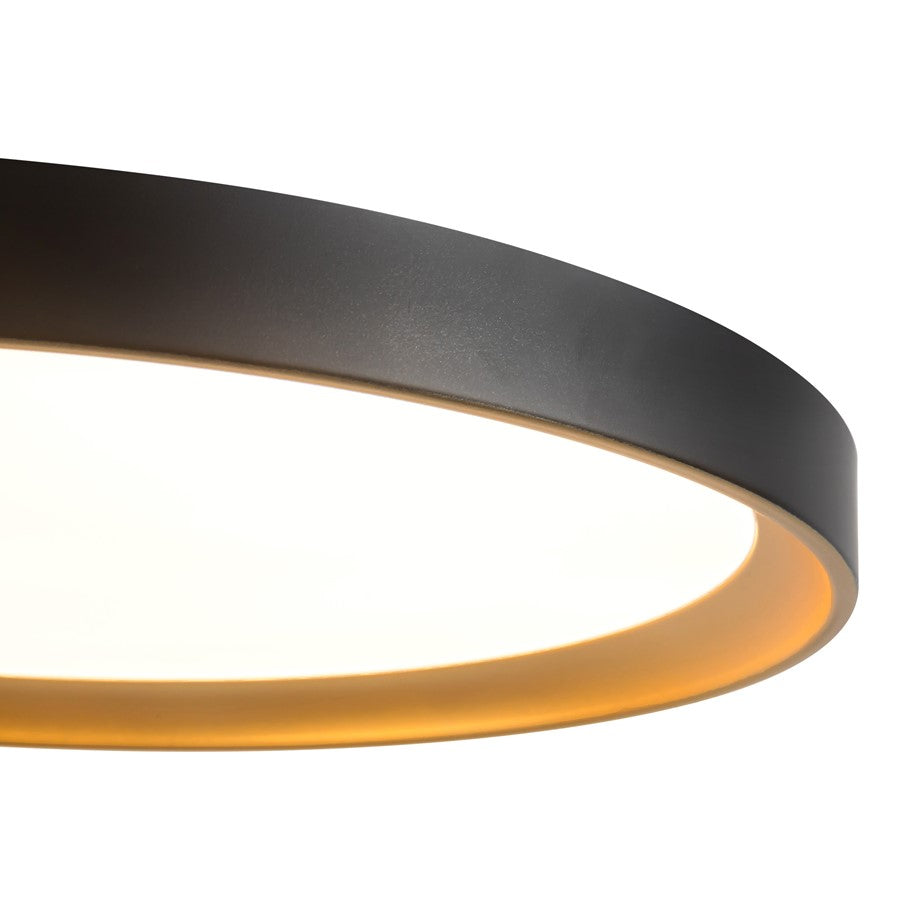 Kuzco Nix 15" Black Dimmable LED Flush Mount, Black/Gold