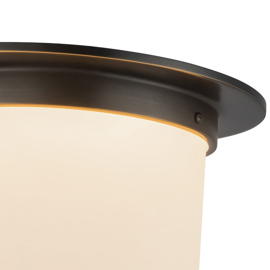 Kuzco Mineral 11" Black Flush Mount, Urban Bronze/Matte Opal Glass