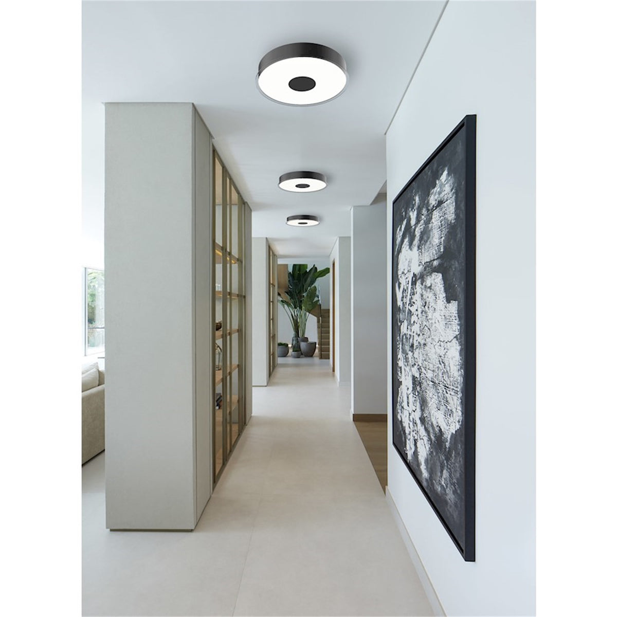 Kuzco Jasper 23in Flush Mount | Modern Black and Gold Steel with Frosted Acrylic Diffuser | Living Room & Bedroom Ceiling | Model FM43423-BK-GD-5CCT