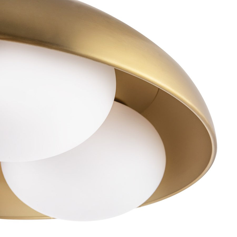 Kuzco Robyn 16in 3-Light Flush Mount | Brushed Gold Steel and Opal Glass | Hallway, Entryway & Kitchen | 16 x 16 x 6.75 in | Model FM495316BGOP