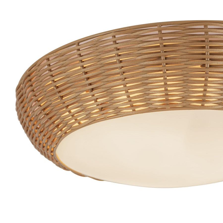 Kuzco Merida 14" Socket Flush Mount, Rattan/Rattan Shade