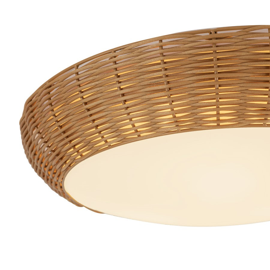 Kuzco Merida 17" Socket Flush Mount, Rattan/Rattan Shade