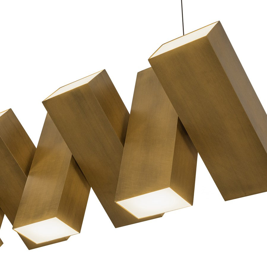 Kuzco Domino 35" LED Linear Pendant, Vintage Brass