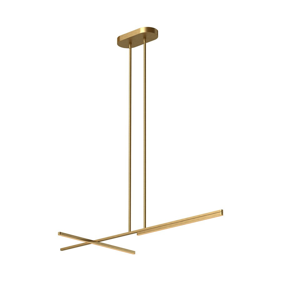 Kuzco Shift 48in 36W LED Linear Pendant | Brushed Gold Aluminum and White Acrylic Diffuser | Kitchen Island & Dining Room | Model LP28748-BG-UNV