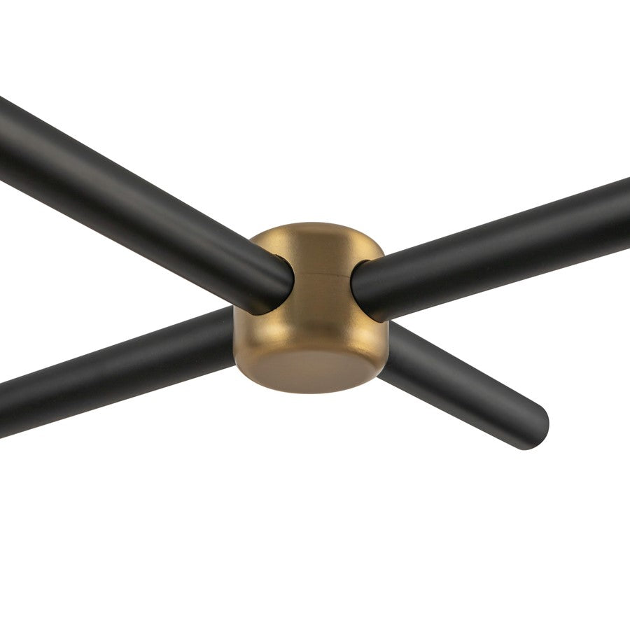 Kuzco Colby 52" Socket Linear Pendant, Black/Tan Jute/Cotton