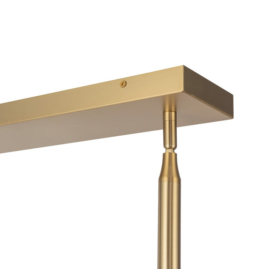 Kuzco Maris 42" LED Linear Pendant, Brushed Gold/Rattan Shade