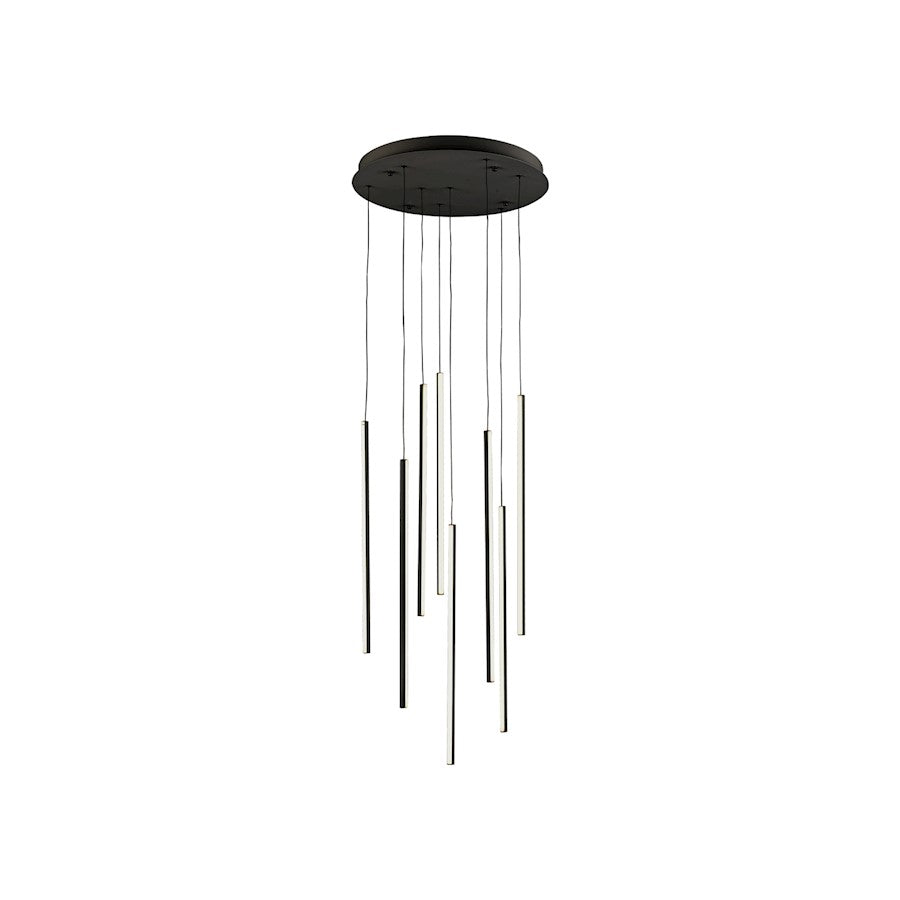 Kuzco Chute 8 Head LED Multi Pendant, Black/White Acrylic Diffuser - MP14919-BK