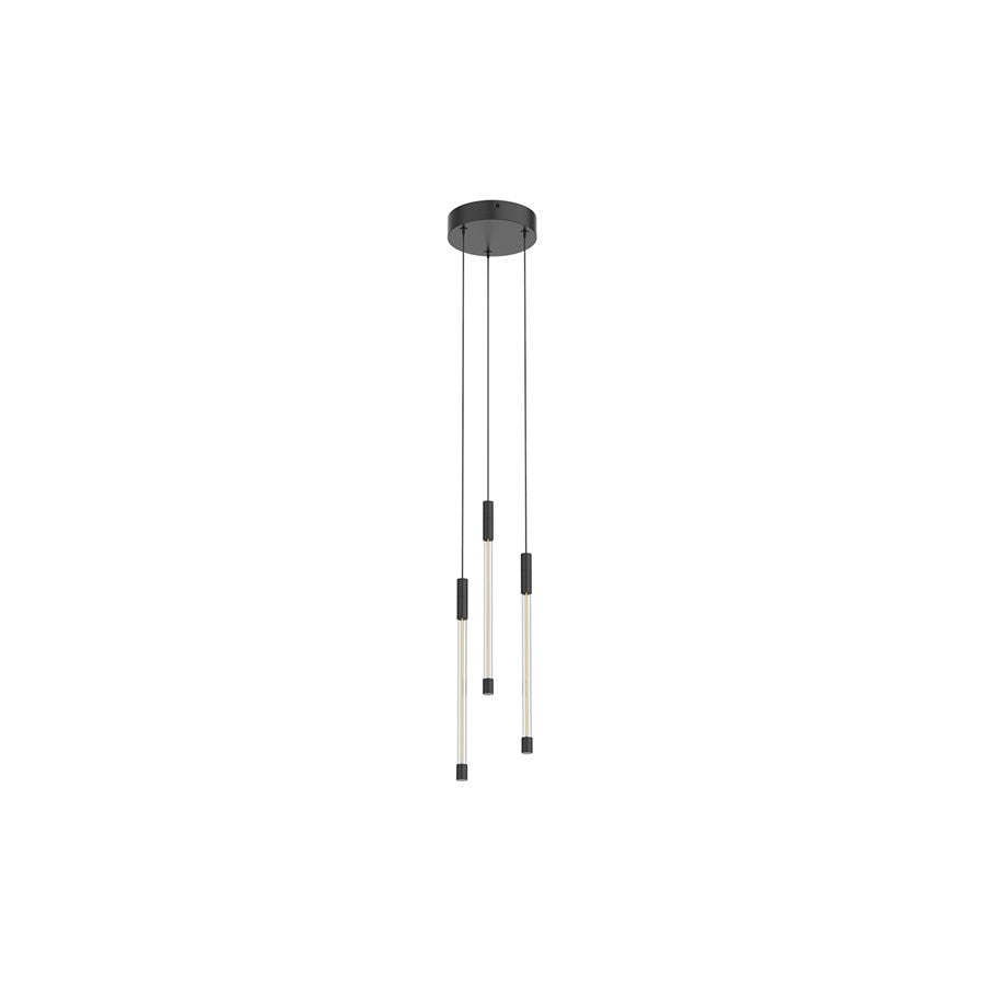 Kuzco Motif 13" LED Multi Pendant, Black/Clear Glass