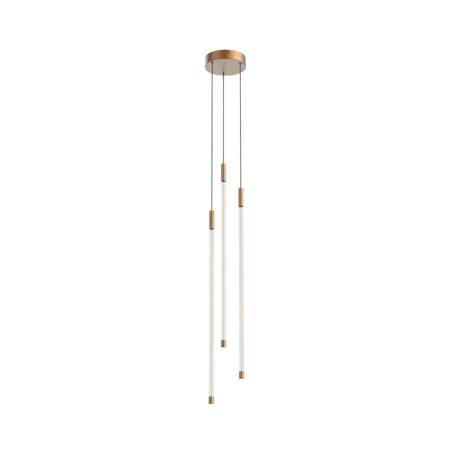 Kuzco Motif 27" LED Multi Pendant, Brushed Gold/Clear Glass