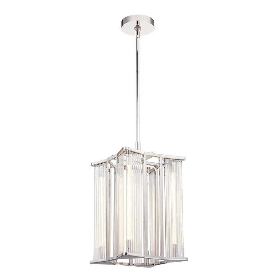 Kuzco Sabre 11"LED Pendant, Polished Nickel/Ribbed Glass - PD339415PNCR-UNV