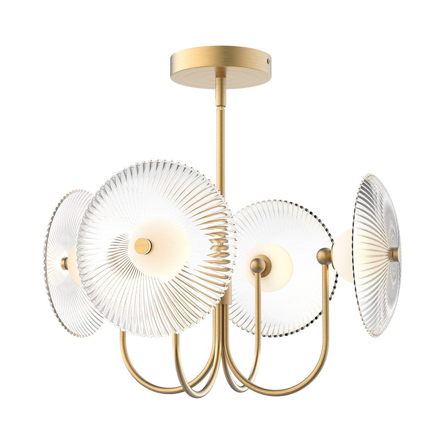 Kuzco Hera 21"LED Pendant, Gold/Clear Ribbed Glass - PD417904BGCR-UNV