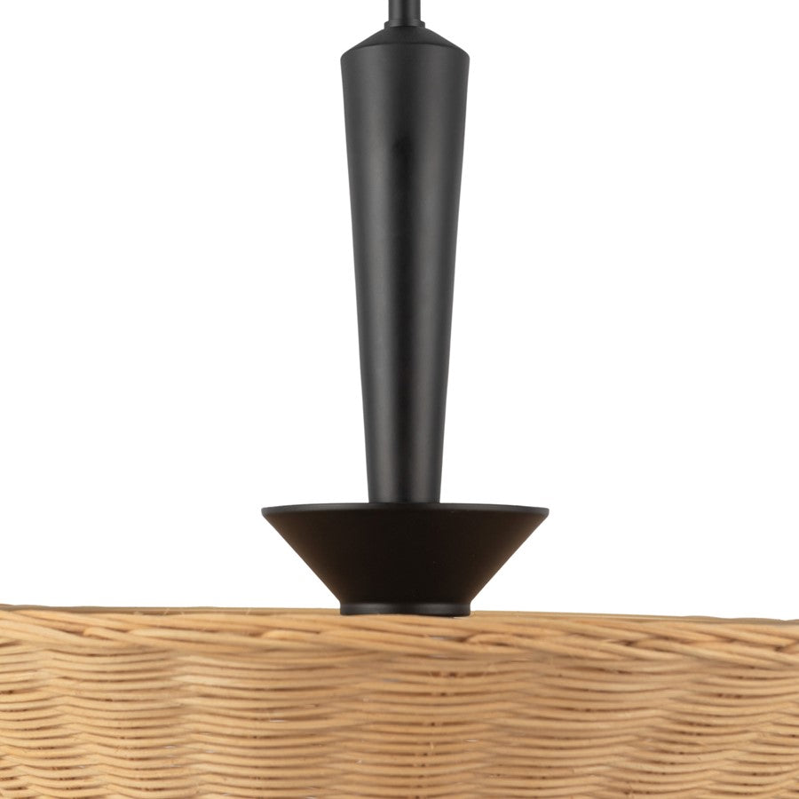 Kuzco Bridgette 16" Socket Pendant, Black/Rattan/Rattan Shade