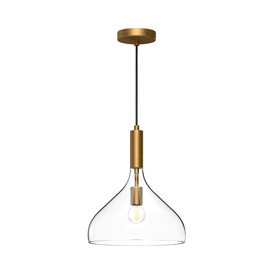 Alora Mood Belleview 1 Light 12" Pendant, Aged Gold/Clear/Opal - PD532312AGCL