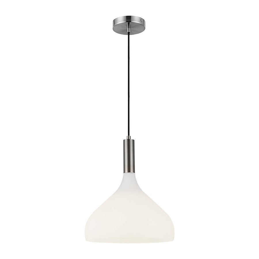 Alora Mood Belleview 1 Light 12" Pendant, Nickel/Opal/Opal - PD532312BNOP