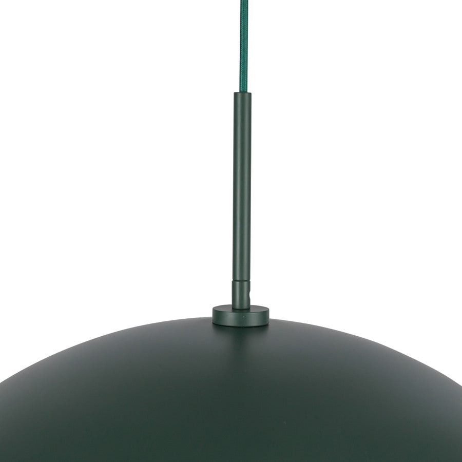 Kuzco Kirby 22" Socket Pendant, Pine Green/Steel Shade
